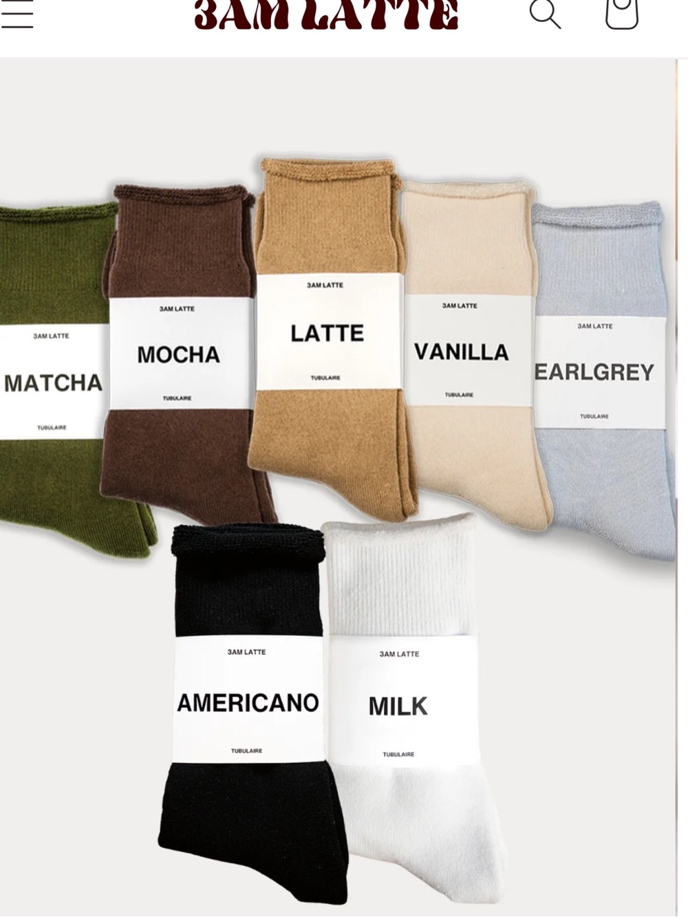 Unisex Crew Socks Pack - Latte,Earlgrey,Vanilla, Mocha,Matcha,Americano,Milk NEW